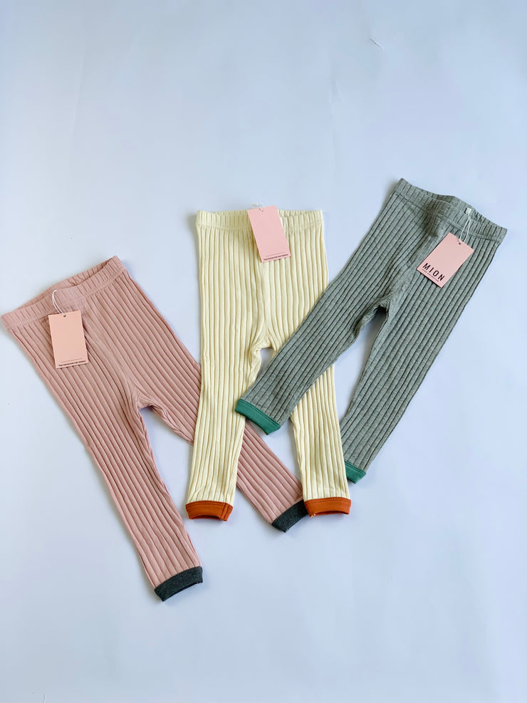 Hem Contrast Leggings (Pink/ Charcoal Grey)