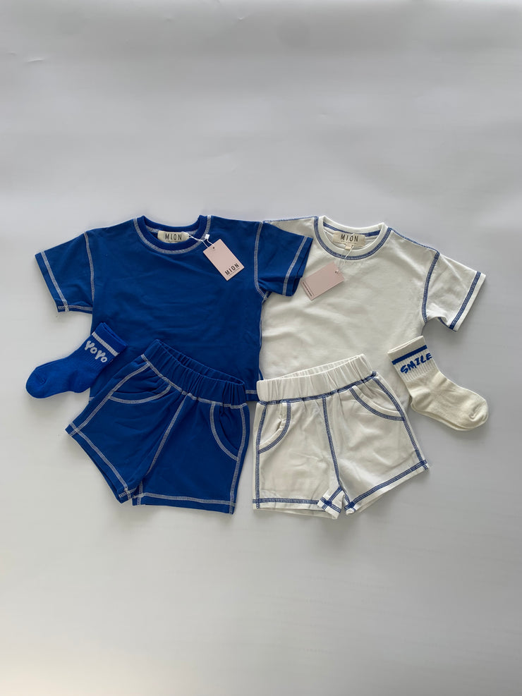 Contrast Stitch Set - Aqua