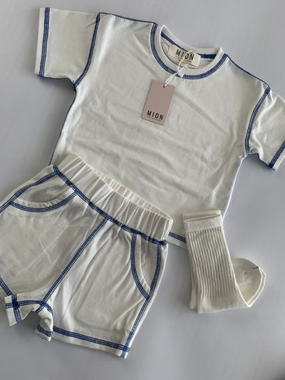 Contrast Stitch Set - White