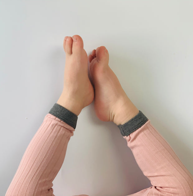 Hem Contrast Leggings (Pink/ Charcoal Grey)